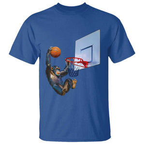 Funny Chimpanzee Basketball Monkey T Shirt TS11 Royal Blue Print Your Wear