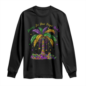 Funny Mardi Gras Coconut Palm Tree Long Sleeve Shirt Laissez Les Bons Temps Rouler Beads Masks TS11 Black Print Your Wear