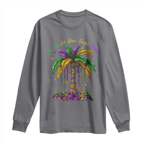 Funny Mardi Gras Coconut Palm Tree Long Sleeve Shirt Laissez Les Bons Temps Rouler Beads Masks TS11 Charcoal Print Your Wear