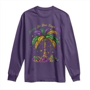 Funny Mardi Gras Coconut Palm Tree Long Sleeve Shirt Laissez Les Bons Temps Rouler Beads Masks TS11 Purple Print Your Wear