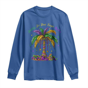 Funny Mardi Gras Coconut Palm Tree Long Sleeve Shirt Laissez Les Bons Temps Rouler Beads Masks TS11 Royal Blue Print Your Wear