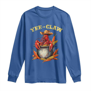 Funny Louisiana Crawfish Cowboy Long Sleeve Shirt Yee Claw Cajun Seafood TS11 Royal Blue Print Your Wear