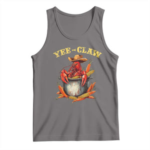 Funny Louisiana Crawfish Cowboy Tank Top Yee Claw Cajun Seafood TS11 Deep Heather Print Your Wear