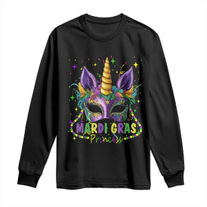 Funny Mardi Gras Princess Long Sleeve Shirt Unicorn Mask Party TS11 Black Print Your Wear