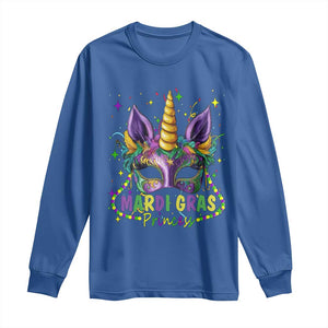 Funny Mardi Gras Princess Long Sleeve Shirt Unicorn Mask Party TS11 Royal Blue Print Your Wear