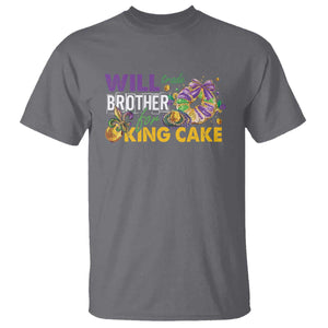 Funny Mardi Gras Will Trade Brother For King Cake T Shirt Beads Doubloons TS11 Charcoal Print Your Wear