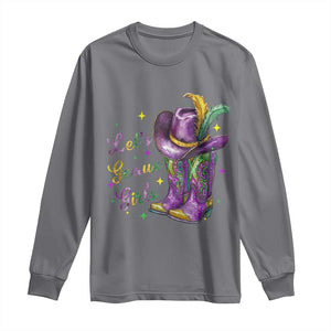 Funny Mardi Gras Cowgirl Long Sleeve Shirt Let's Geaux Girls Western Cowgirl Boots Carnival TS11 Charcoal Print Your Wear