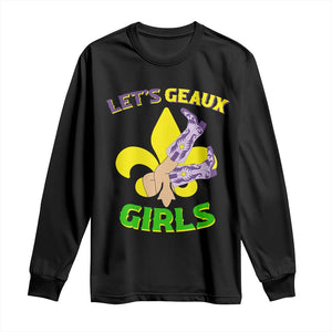 Funny Mardi Gras Cowgirl Long Sleeve Shirt Let's Geaux Girls Fleur De Lys TS11 Black Print Your Wear