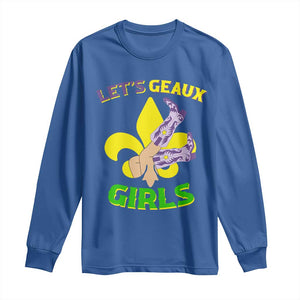 Funny Mardi Gras Cowgirl Long Sleeve Shirt Let's Geaux Girls Fleur De Lys TS11 Royal Blue Print Your Wear