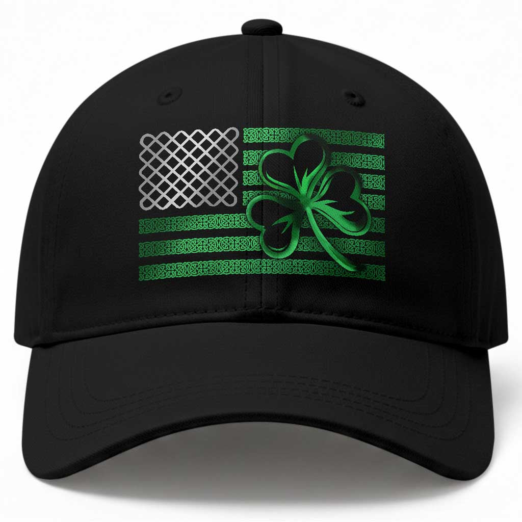 Funny Irish Americans Baseball Cap Shamrock Celtic Knot American Flag St Patrick's Day TS11 Print Your Wear