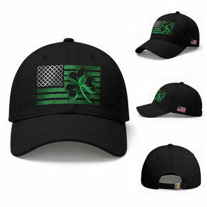 Funny Irish Americans Baseball Cap Shamrock Celtic Knot American Flag St Patrick's Day TS11 Baseball Cap Universal Fit Black Print Your Wear