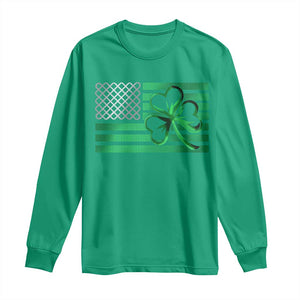 Funny Irish Americans Long Sleeve Shirt Shamrock Celtic Knot American Flag St Patrick's Day TS11 Irish Green Print Your Wear