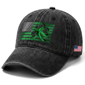 Funny Irish Americans Washed Cotton Baseball Cap Shamrock Celtic Knot American Flag St Patrick's Day TS11 Print Your Wear