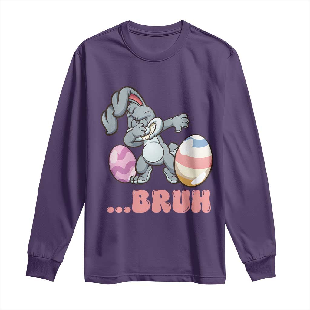 Funny Bruh Dab Rabbit Eggs Easter Day Long Sleeve Shirt TS11 Purple Print Your Wear