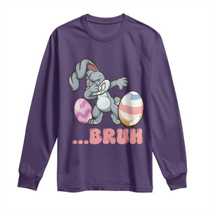Funny Bruh Dab Rabbit Eggs Easter Day Long Sleeve Shirt TS11 Purple Print Your Wear