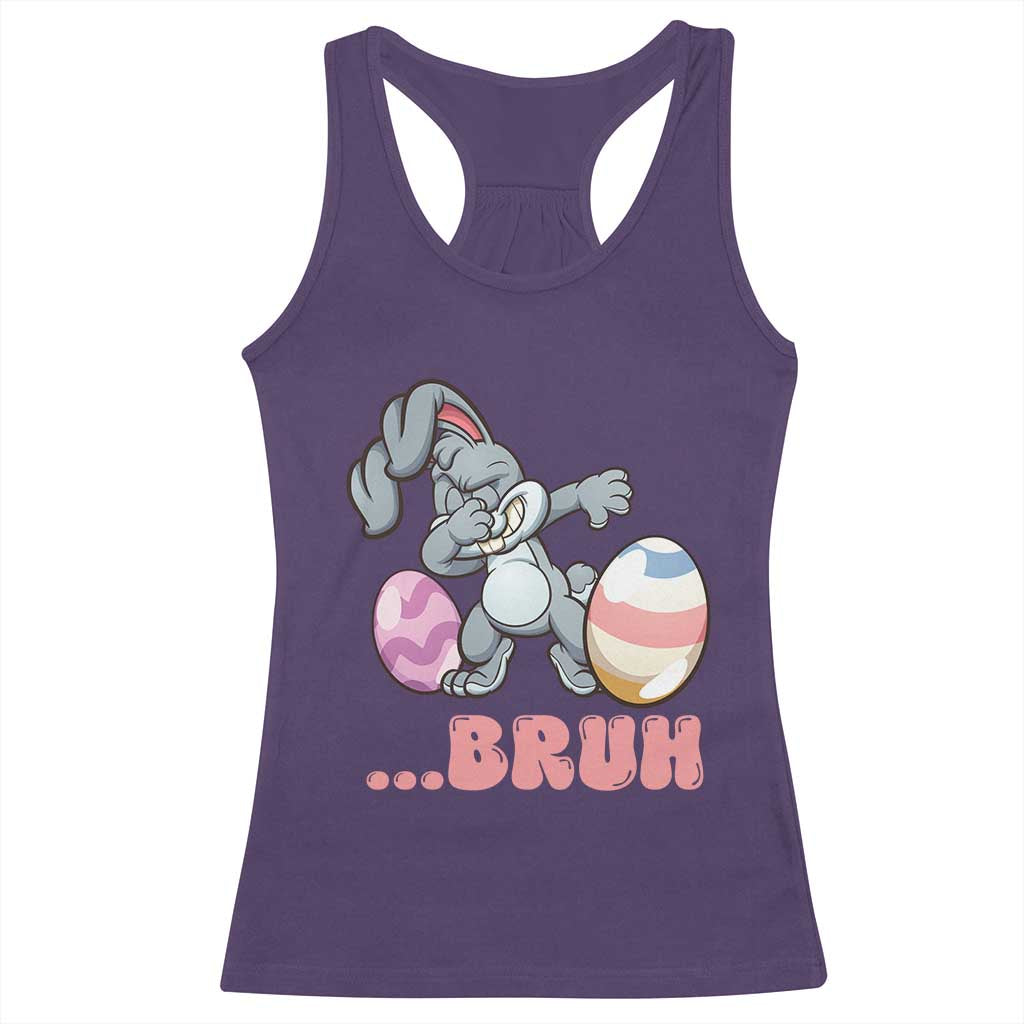 Funny Bruh Dab Rabbit Eggs Easter Day Racerback Tank Top TS11 Purple Print Your Wear