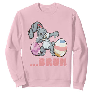 Funny Bruh Dab Rabbit Eggs Easter Day Sweatshirt TS11 Light Pink Print Your Wear