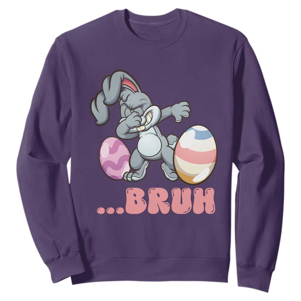 Funny Bruh Dab Rabbit Eggs Easter Day Sweatshirt TS11 Purple Print Your Wear