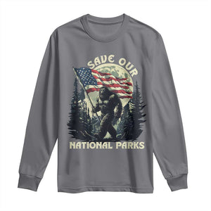 Save Our National Parks Bigfoot Long Sleeve Shirt Vintage American Flag TS11 Charcoal Print Your Wear