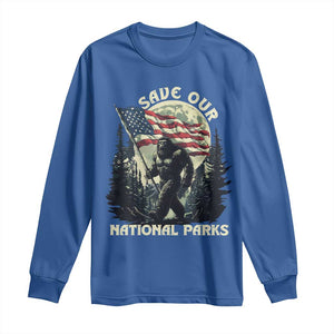 Save Our National Parks Bigfoot Long Sleeve Shirt Vintage American Flag TS11 Royal Blue Print Your Wear