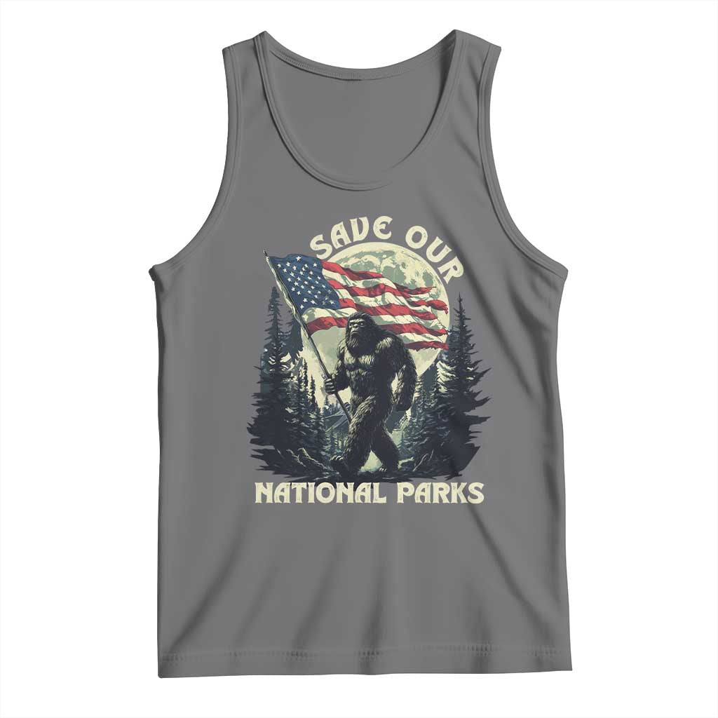Save Our National Parks Bigfoot Tank Top Vintage American Flag TS11 Black Heather Print Your Wear