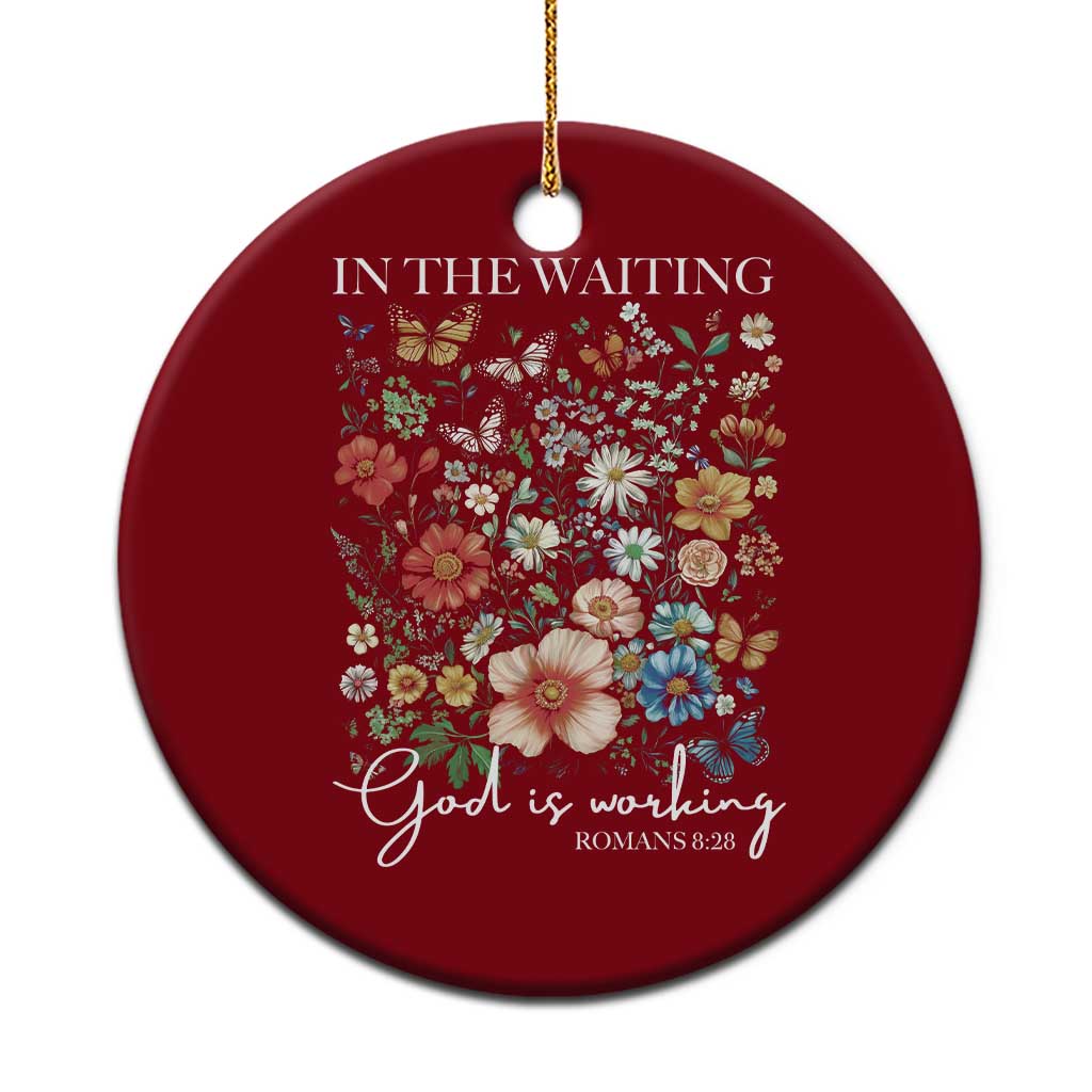 In The Waiting God Is Working Ceramic Ornament Religious Christian Bible Verse Flower TS11 1pc Red Print Your Wear