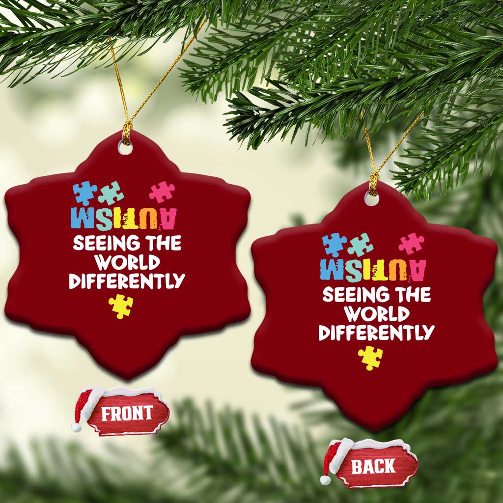 Autism Seeing The World Differently Ceramic Ornament Autistic Autism Awareness Puzzle TS11 Print Your Wear