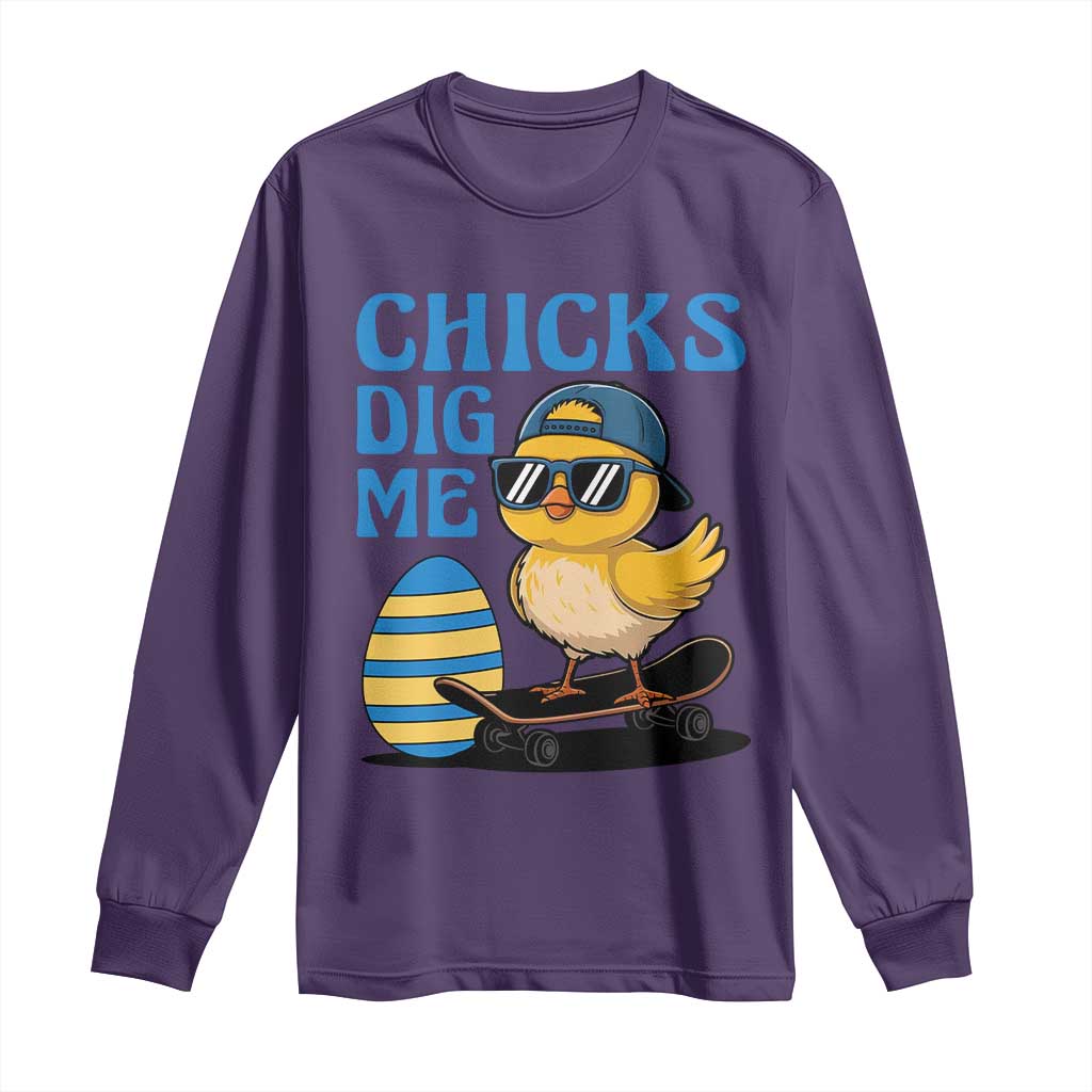 Funny Easter Day Chicks Dig Me Long Sleeve Shirt Cool Chicken TS11 Purple Print Your Wear