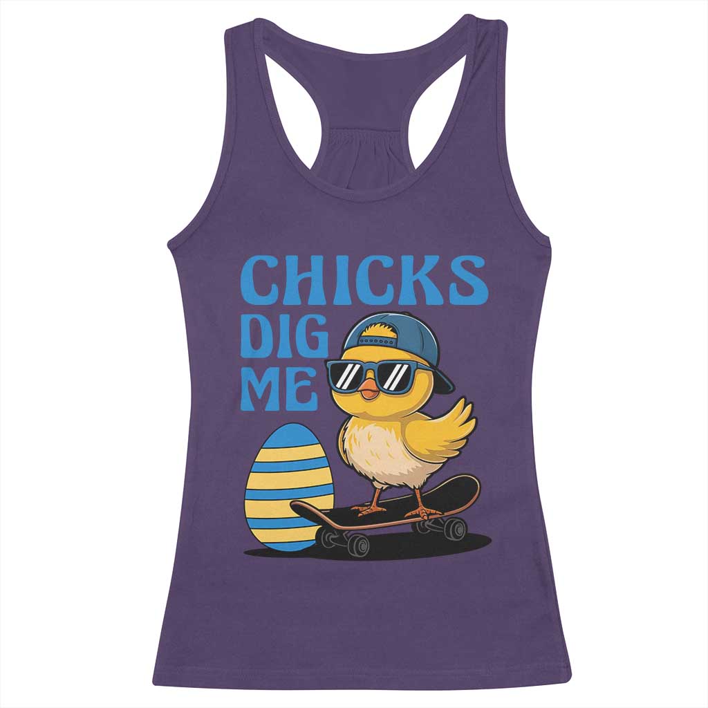 Funny Easter Day Chicks Dig Me Racerback Tank Top Cool Chicken TS11 Purple Print Your Wear