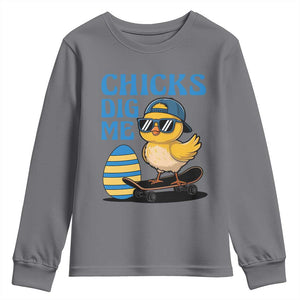 Funny Easter Day Chicks Dig Me Youth Sweatshirt Cool Chicken TS11 Charcoal Print Your Wear