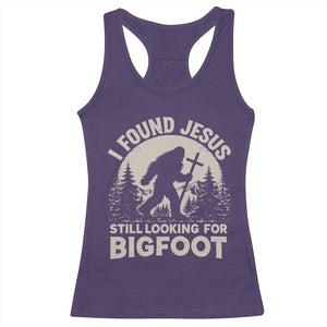 I Found Jesus Still Looking For Bigfoot Racerback Tank Top Funny Christian Sasquatch Forest TS11 Purple Print Your Wear