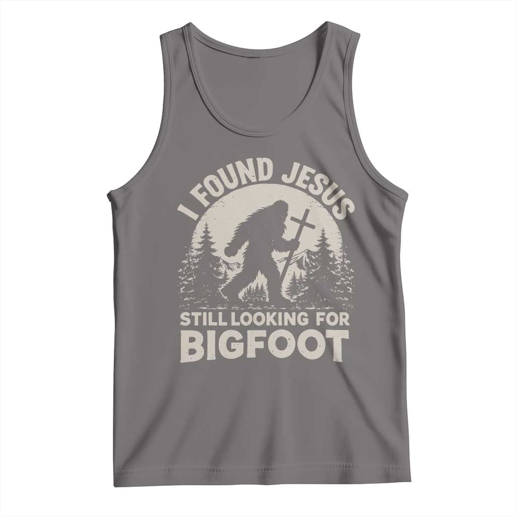 I Found Jesus Still Looking For Bigfoot Tank Top Funny Christian Sasquatch Forest TS11 Deep Heather Print Your Wear