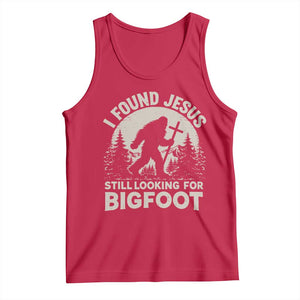 I Found Jesus Still Looking For Bigfoot Tank Top Funny Christian Sasquatch Forest TS11 Red Print Your Wear
