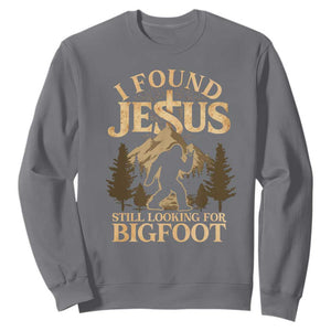 I Found Jesus Still Looking For Bigfoot Sweatshirt Funny Christian Sasquatch Vintage Mountain TS11 Charcoal Print Your Wear