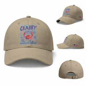 If Crabby Please Return To The Beach Baseball Cap Funny Summer Girl TS11 Baseball Cap Universal Fit Khaki Print Your Wear