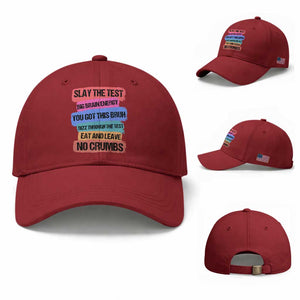 Test Day Baseball Cap Slay The Test Big Brain Energy Students Spirit TS11 Baseball Cap Universal Fit Cherry Red Print Your Wear