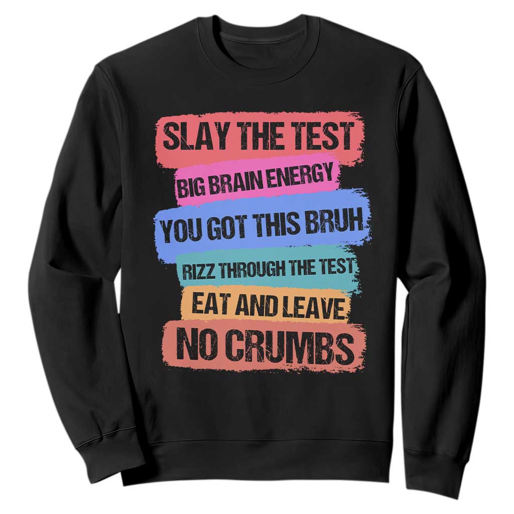 Test Day Sweatshirt Slay The Test Big Brain Energy Students Spirit TS11 Black Print Your Wear