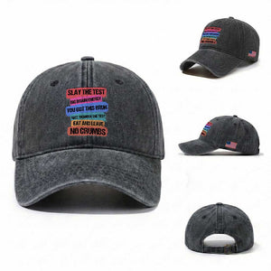 Test Day Washed Cotton Baseball Cap Slay The Test Big Brain Energy Students Spirit TS11 Washed Cap Universal Fit Dark Gray Print Your Wear