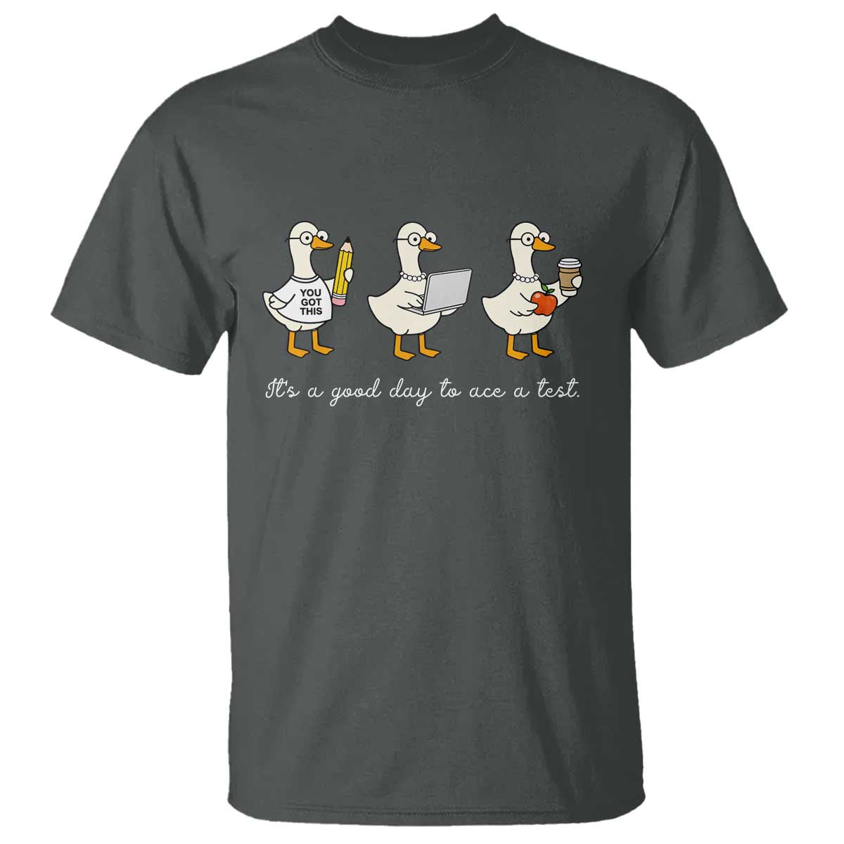 Silly Goose Test Day T Shirt It's A Good Day To Ace A Test Teacher Students TS11 Dark Heather Print Your Wear