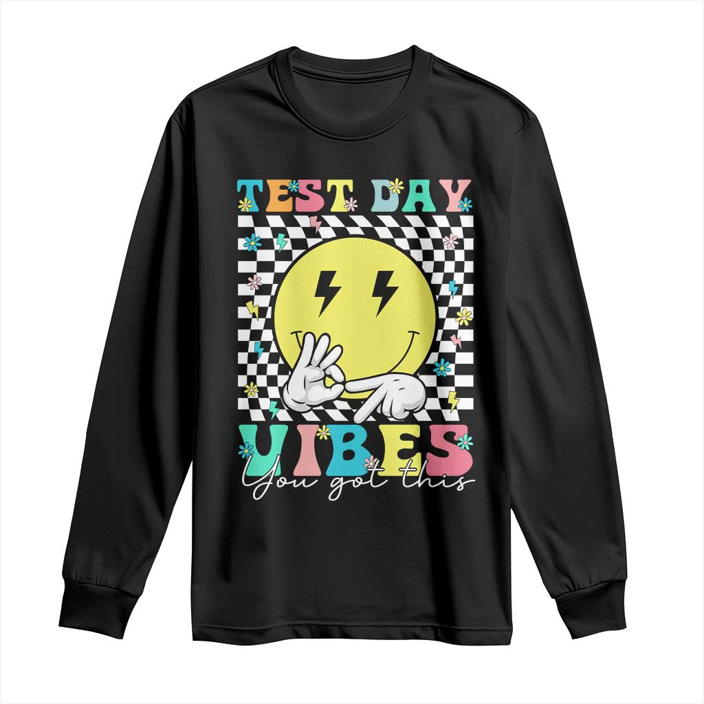 Test Day 67 Meme Long Sleeve Shirt You Got This Testing Teacher Retro Grooves TS11 Black Print Your Wear