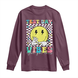 Test Day 67 Meme Long Sleeve Shirt You Got This Testing Teacher Retro Grooves TS11 Maroon Print Your Wear