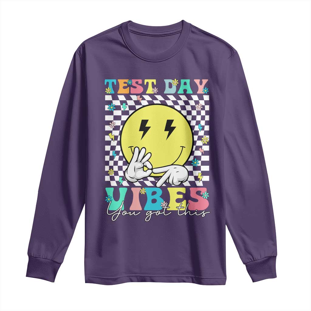 Test Day 67 Meme Long Sleeve Shirt You Got This Testing Teacher Retro Grooves TS11 Purple Print Your Wear
