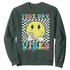 Test Day 67 Meme Sweatshirt You Got This Testing Teacher Retro Grooves TS11 Dark Forest Green Print Your Wear