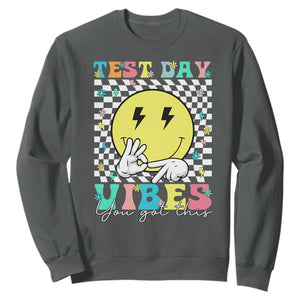 Test Day 67 Meme Sweatshirt You Got This Testing Teacher Retro Grooves TS11 Dark Heather Print Your Wear