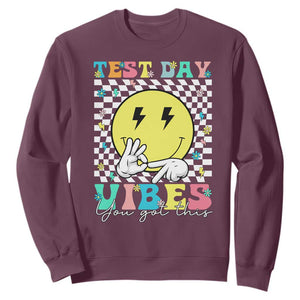 Test Day 67 Meme Sweatshirt You Got This Testing Teacher Retro Grooves TS11 Maroon Print Your Wear