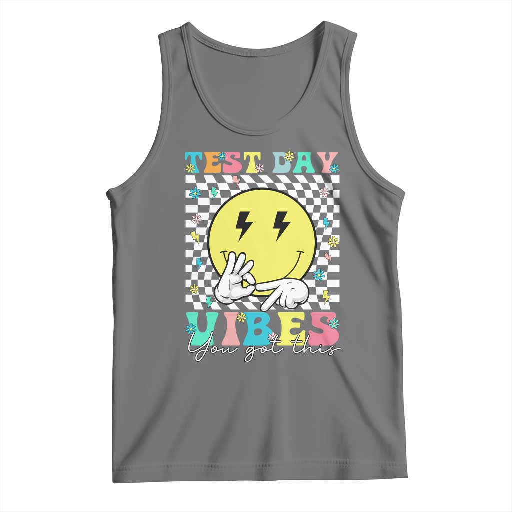 Test Day 67 Meme Tank Top You Got This Testing Teacher Retro Grooves TS11 Black Heather Print Your Wear