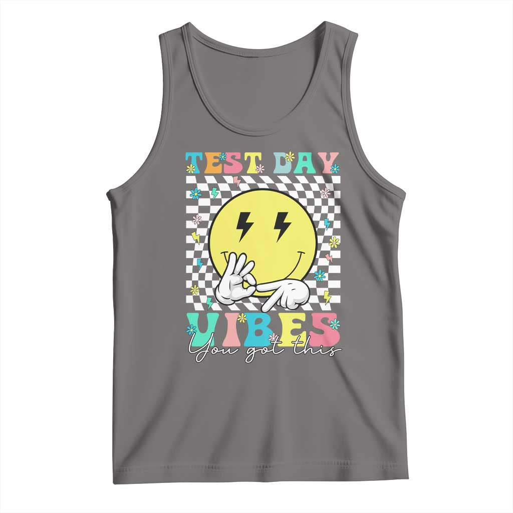 Test Day 67 Meme Tank Top You Got This Testing Teacher Retro Grooves TS11 Deep Heather Print Your Wear