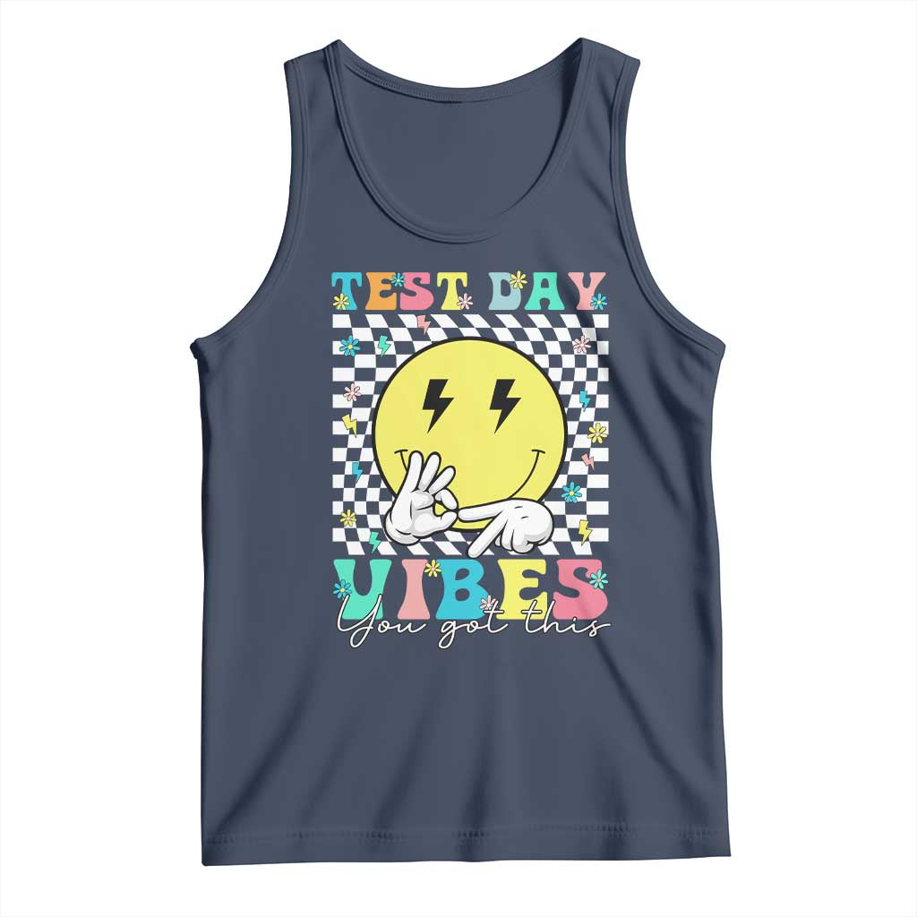 Test Day 67 Meme Tank Top You Got This Testing Teacher Retro Grooves TS11 Navy Print Your Wear