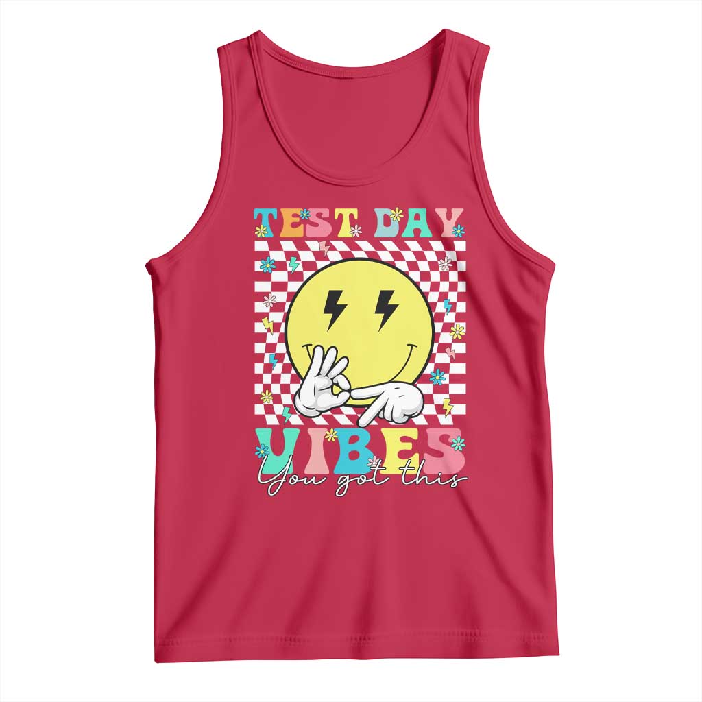 Test Day 67 Meme Tank Top You Got This Testing Teacher Retro Grooves TS11 Red Print Your Wear