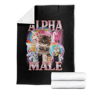 Alpha Male Cat Throw Blanket Funny Rainbow Kitten Meme Bootleg TS11 Black Print Your Wear